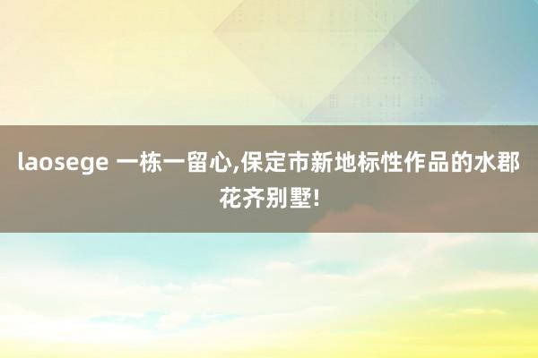 laosege 一栋一留心，保定市新地标性作品的水郡花齐别墅!